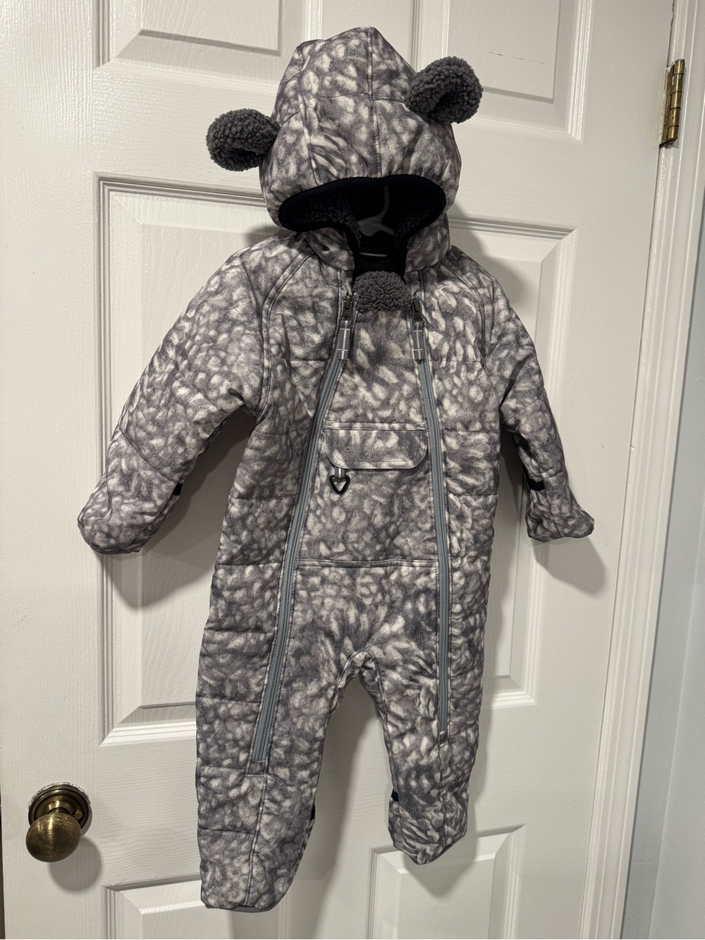 Cozy Grey Infant One-Piece Snowsuit with Hood -Obermeyer- 12/18m
